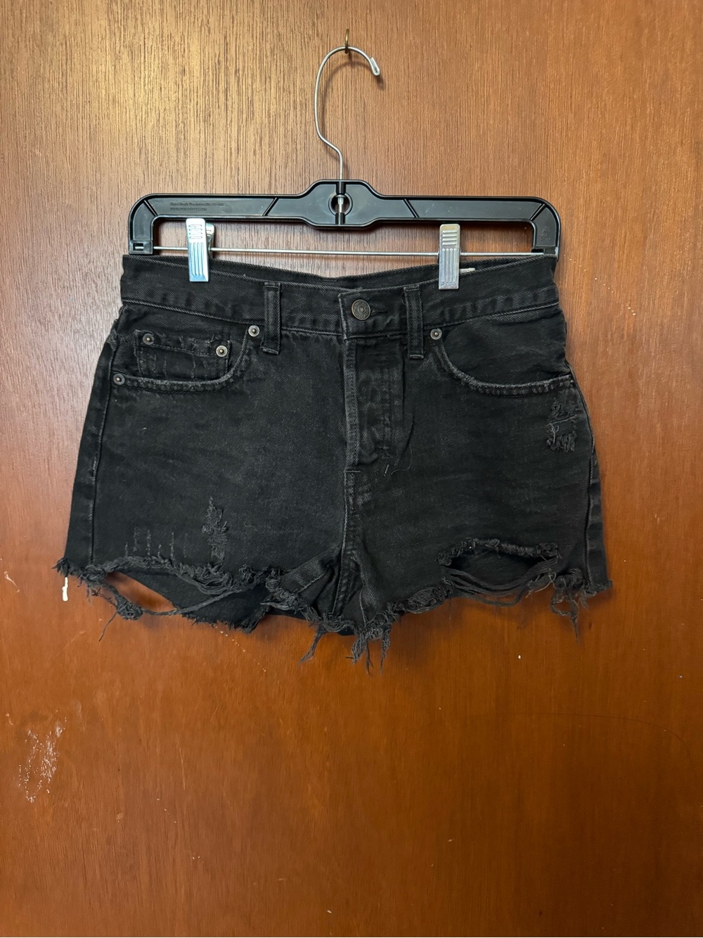 We The Free Black Distressed Cutoff Denim Shorts